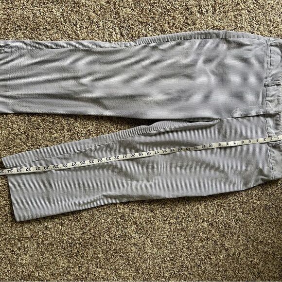 Ann Taylor Factory Women’s Blue/White Pin Striped Ankle Pants Size 14 No Flaws - Picture 8 of 11